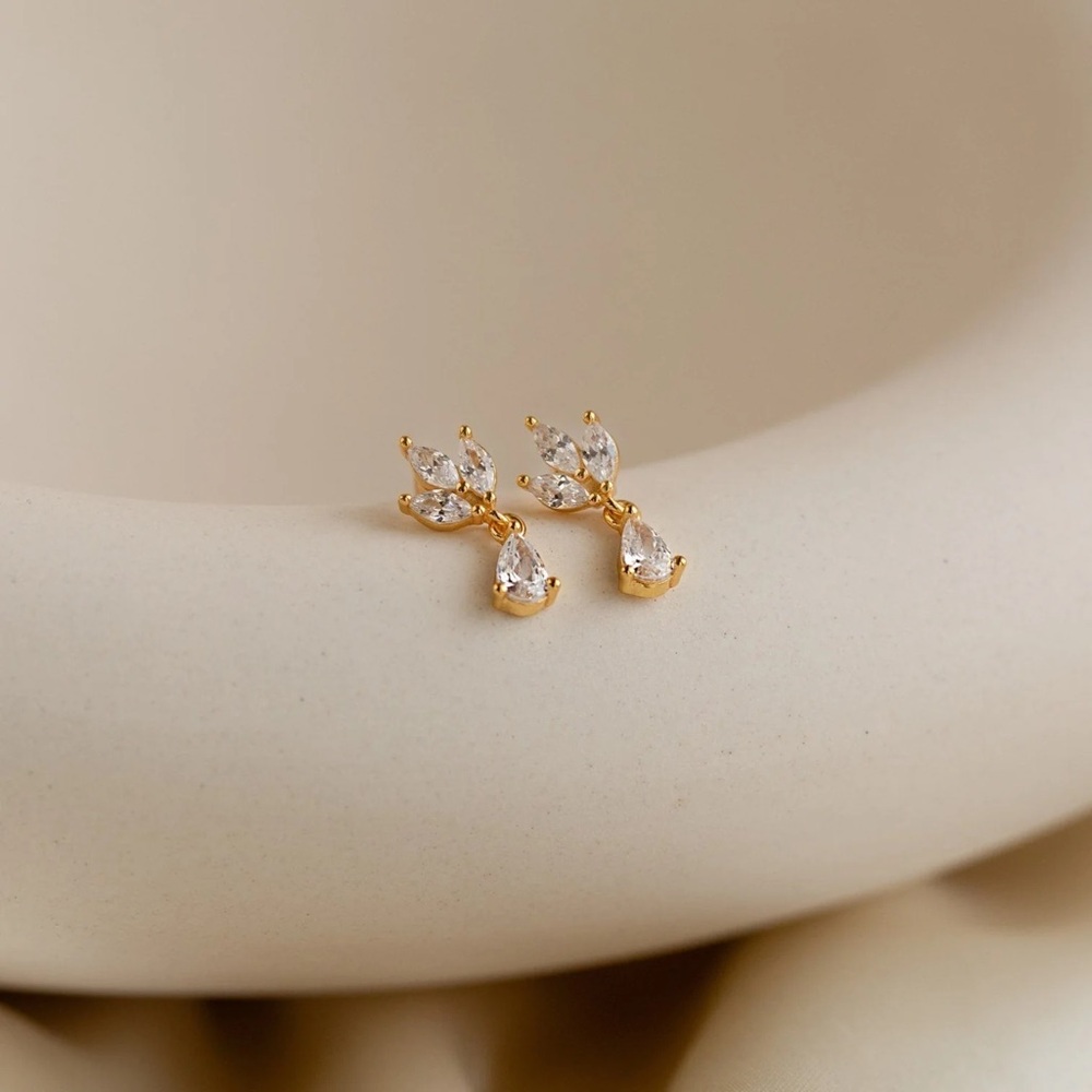 Caitlyn Minimalist Marquise Diamond Drop Stud Earrings